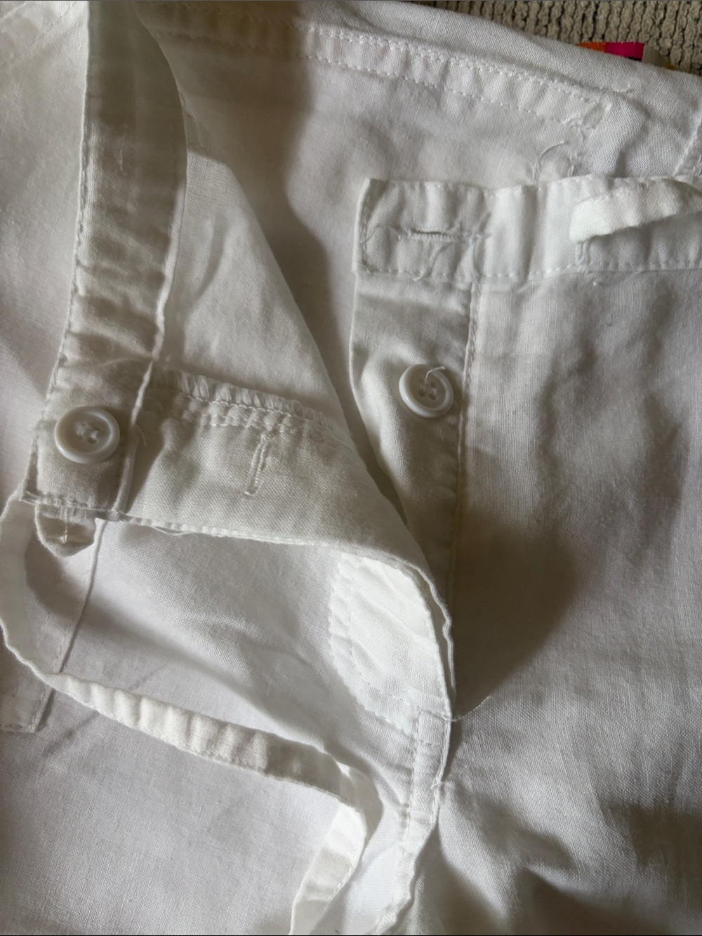 Derek Heart White Linen-Cotton Pants with Color-Block Label - Picture 5 of 5